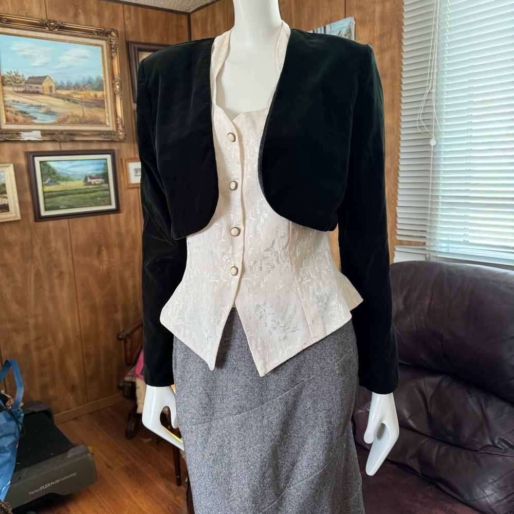 Vintage Jessica McClintock Green Velvet Bolero